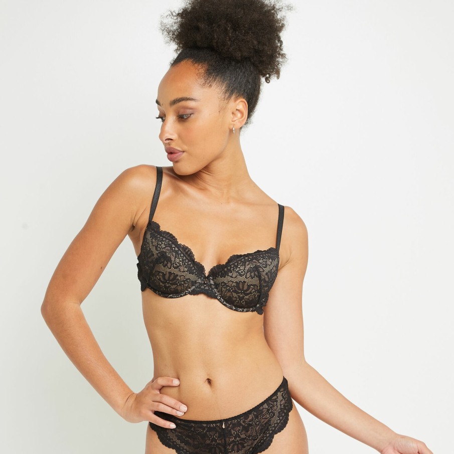 Best RougeGorge Soutien-Gorge Ampliforme Dentelle Noir