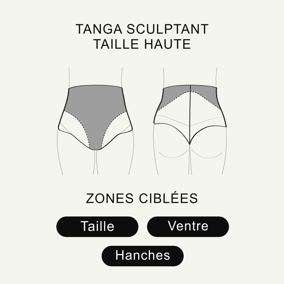 Wholesale RougeGorge Tanga Taille Haute Microfibre Noir