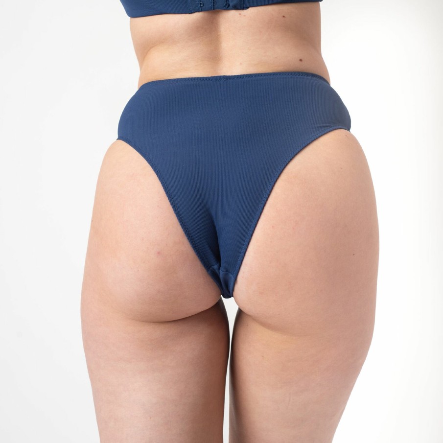 Wholesale RougeGorge Culotte Haute Micro Cotelee Bleu