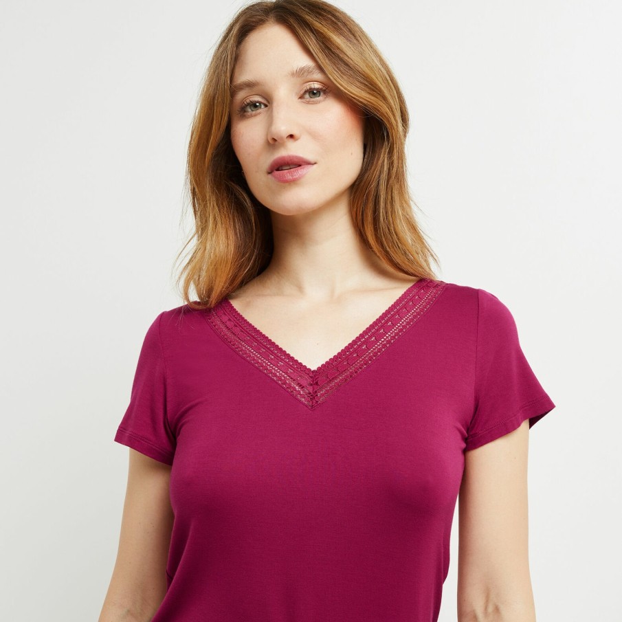 Online RougeGorge T-Shirt Manches Courtes Viscose Prune