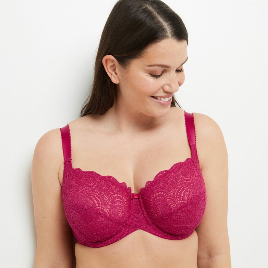 Hot RougeGorge Soutien-Gorge Grands Bonnets Fuchsia