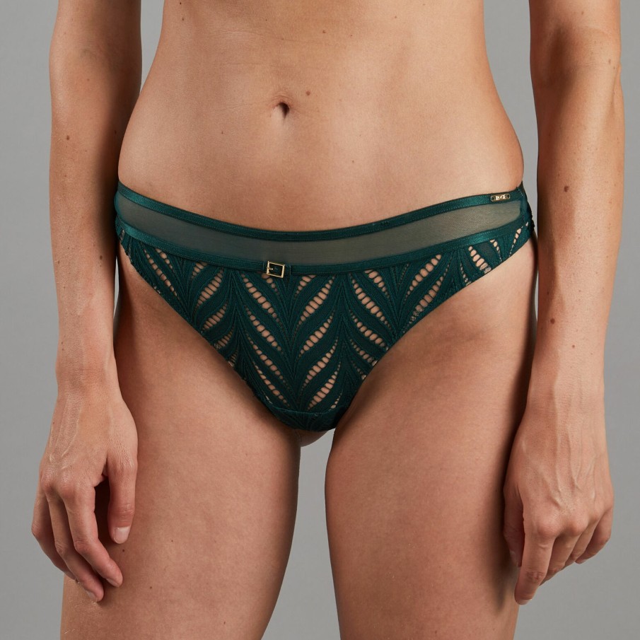 New RougeGorge Tanga Dentelle Vert Fonce