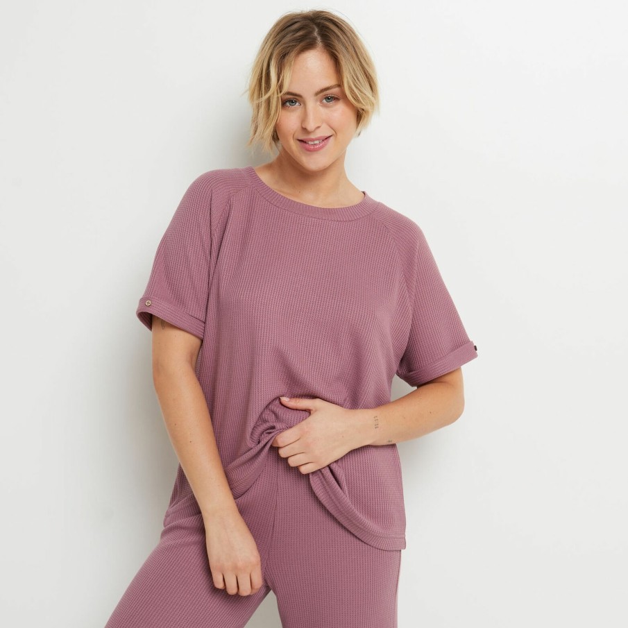 New RougeGorge Tee-Shirt Manches Courtes Pyjama Violet