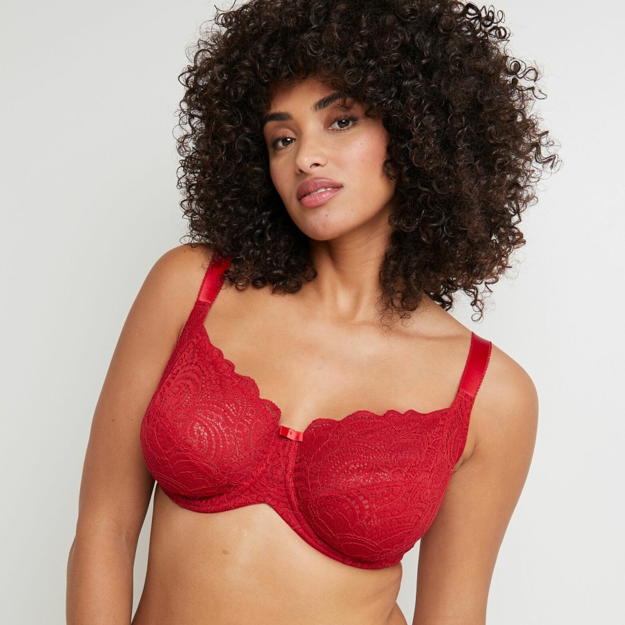 Clearance RougeGorge Soutien-Gorge Grands Bonnets Rouge