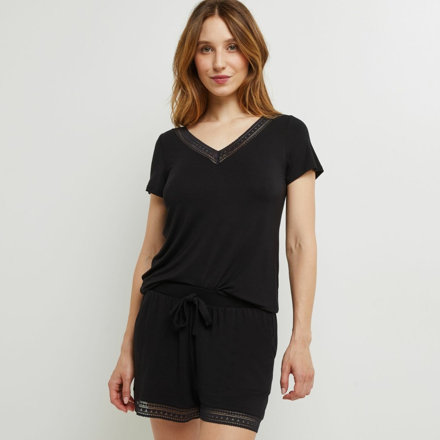 Online RougeGorge T-Shirt Manches Courtes Viscose Noir