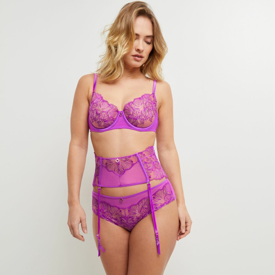 Online RougeGorge Serre Taille Tulle Brode Violet