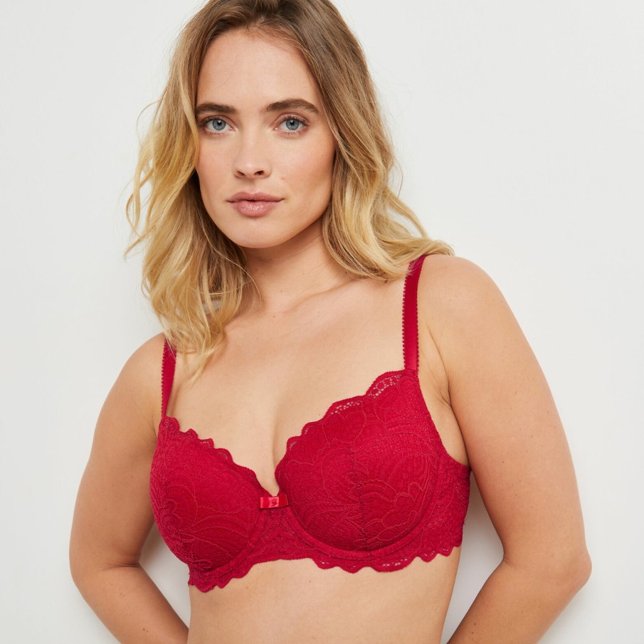 New RougeGorge Soutien-Gorge Ampli Emboitant Rouge